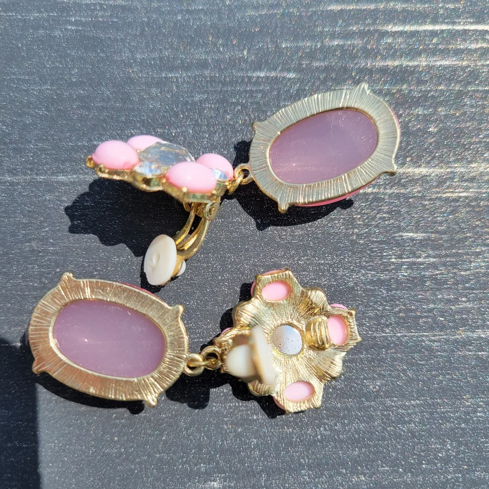 Contemporary Clip-On Earrings ~ 4pr ~ Rhinestones ~ Craft ~ Re-purpose ~ Upcycle